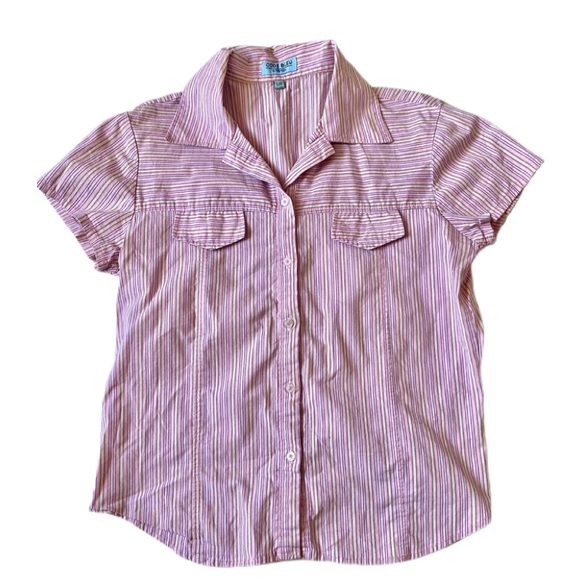 Pink Buttoned Up Short Sleeve Top - Picture 2 of 3